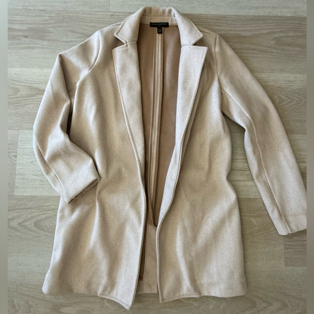Banana Republic Cream Long PeaCoat XXS - Picture 1 of 4